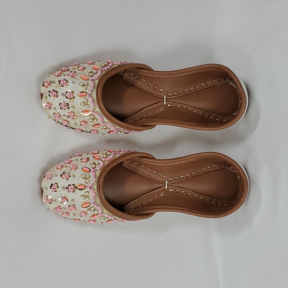 Women's Slip On Traditional Handmade Khussa Bridal Mojari Punjabi Jutti Ballet - Picture 10 of 16